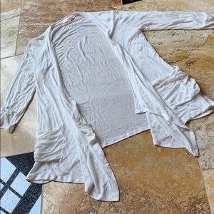 Mauve stretch white ivory sheer/thin open cardigan